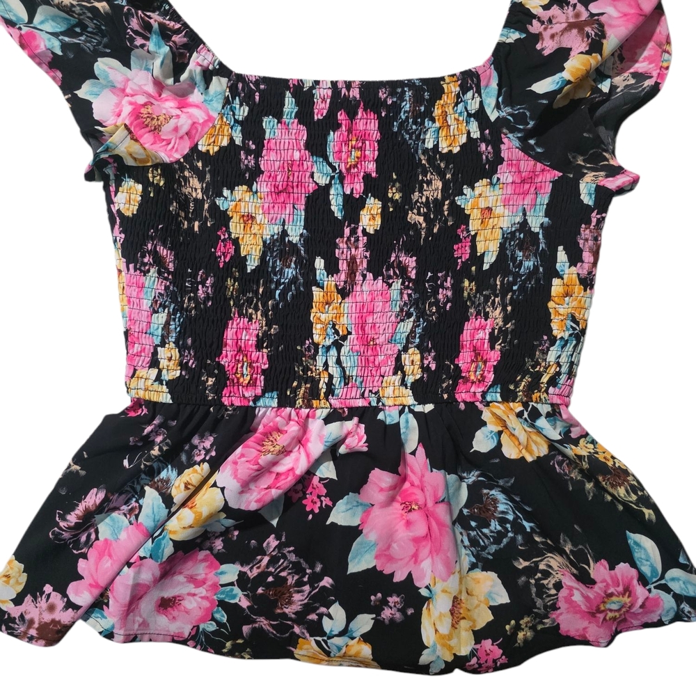 Floral Black Blouse